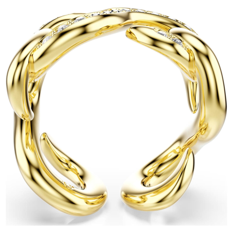 Dextera open ringRound cut, White, Gold-tone plated